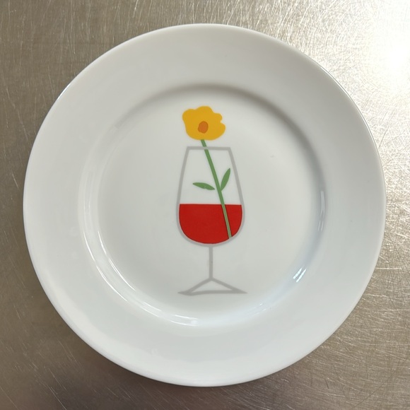 Crate & Barrel-Colorful Flowers In Cocktail Glasses-6.75” Appetizer Plates - Picture 6 of 8